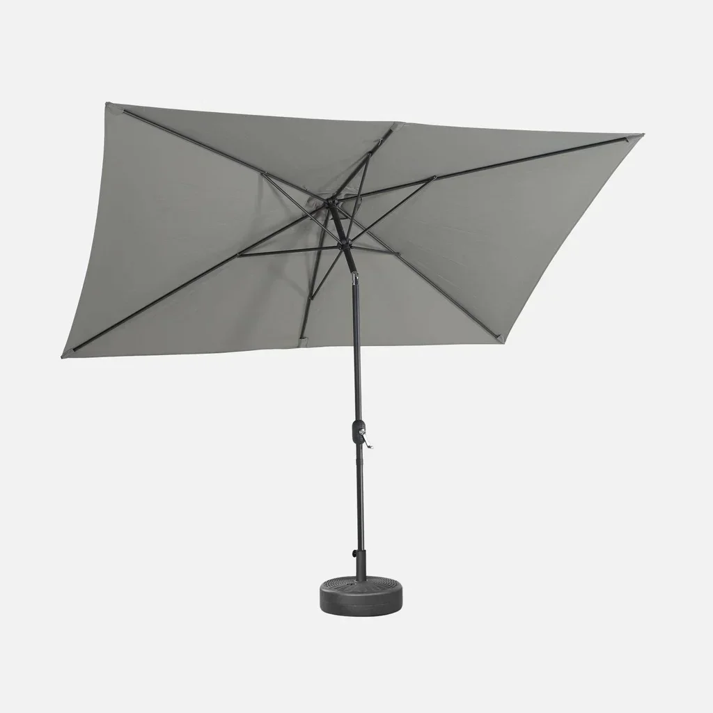 Parasol rectangulaire 2x3 m aluminium turquoise mât orientable jardin