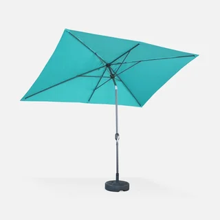 Parasol rectangulaire 2x3 m aluminium turquoise mât central orientable