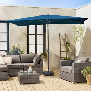 Parasol rectangulaire Touquet 2x3m turquoise mât central orientable aluminium