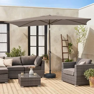 Parasol jardin rectangulaire 2x3m turquoise mât central orientable aluminium