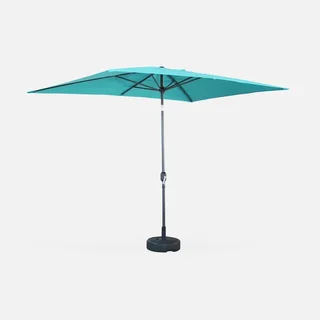 Parasol rectangulaire 2x3 m aluminium turquoise mât central orientable