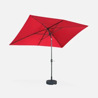 Parasol rectangulaire 2x3m aluminium turquoise mât central orientable jardin terrasse