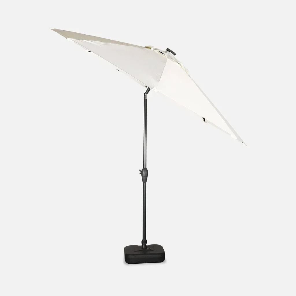 Parasol LED rond 2,7m écru Hélios éclairage solaire