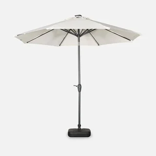 Parasol LED rond 2,7m écru Hélios éclairage solaire