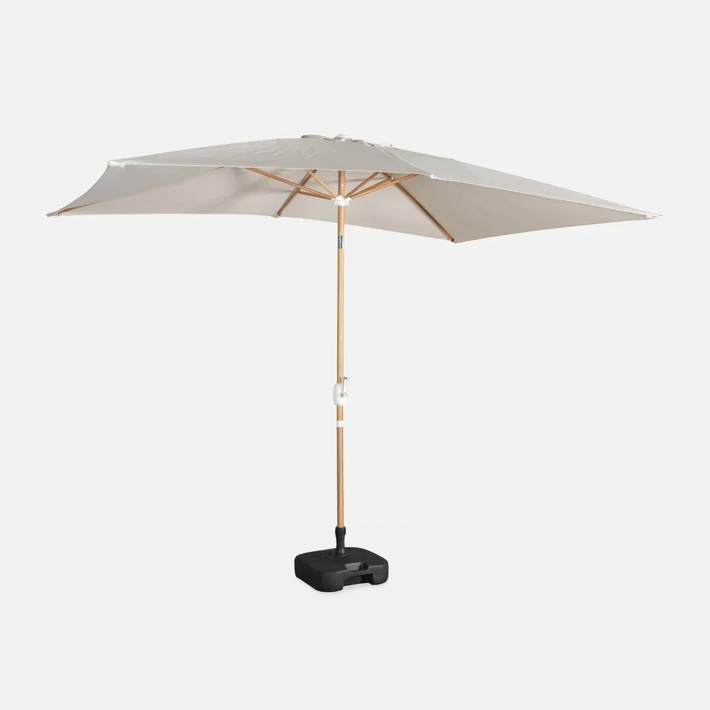 Parasol rectangulaire Touquet 2x3m mât bois - Sable