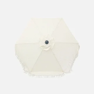 Parasol rond Hossegor Ø200 cm franges acier effet bois jardin terrasse