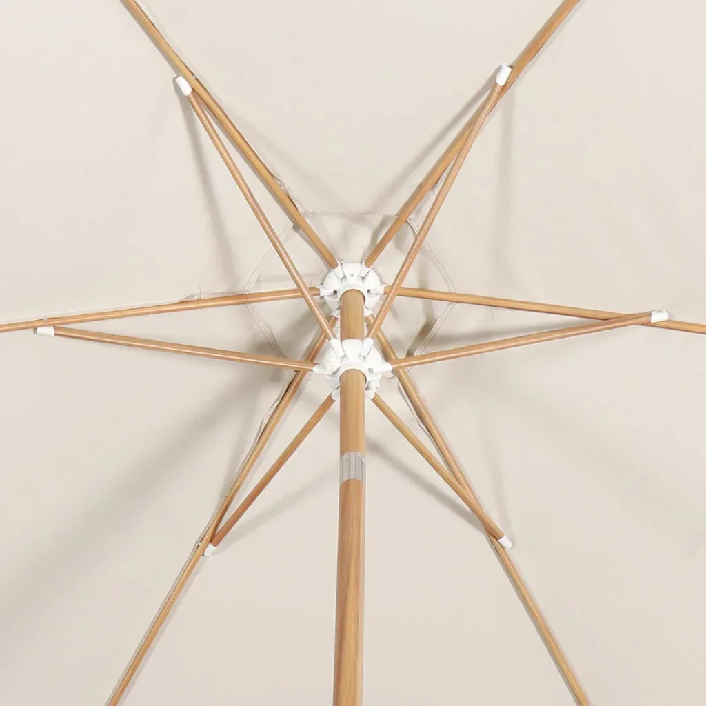 Parasol rond Ø3m mât central orientable aspect bois aluminium