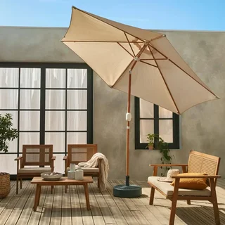 Parasol rond Ø3m mât central orientable aspect bois aluminium