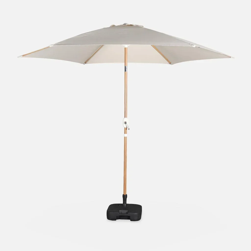Parasol rond Ø3m mât central orientable aspect bois aluminium