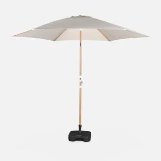 Parasol rond Ø3m mât central orientable aspect bois aluminium
