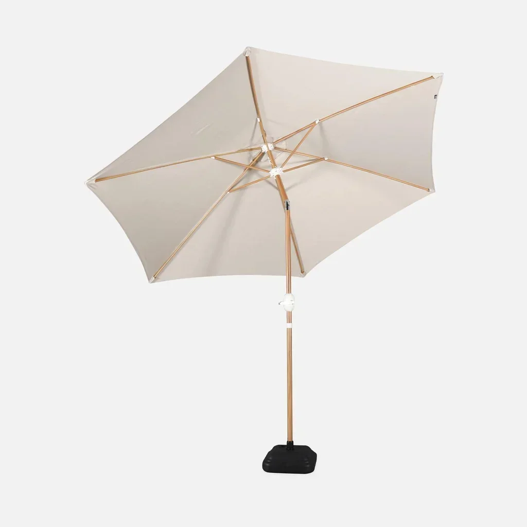 Parasol rond Ø3m mât central orientable aspect bois aluminium