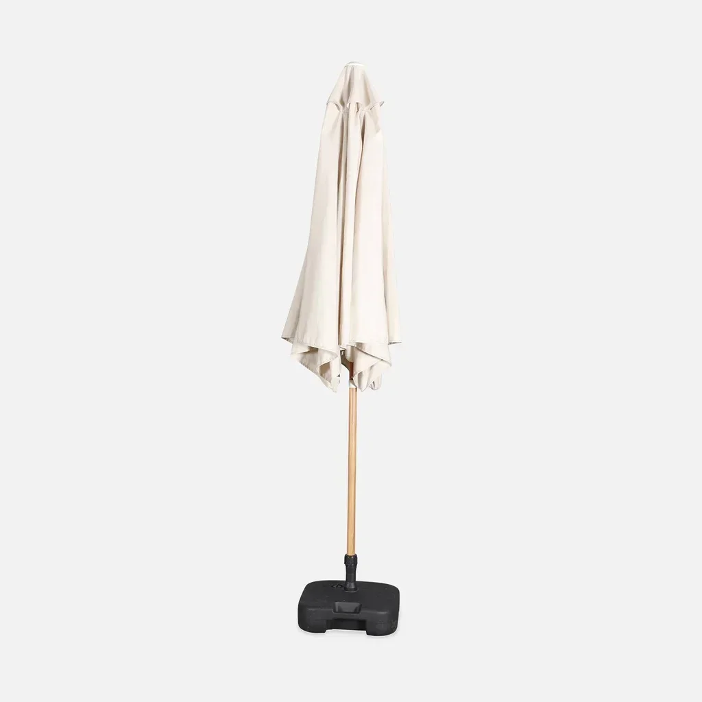 Parasol rond Ø3m mât central orientable aspect bois aluminium