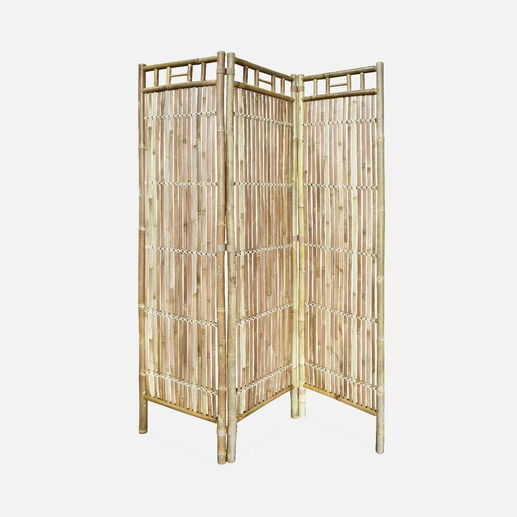 4-teiliger Bambus Paravent Fidji Tropisches Design 160cm Natur Raumteiler