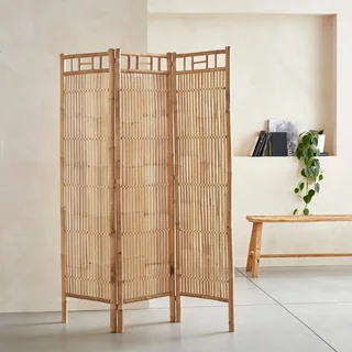 4-teiliger Bambus Paravent Fidji Tropisches Design 160cm Natur Raumteiler