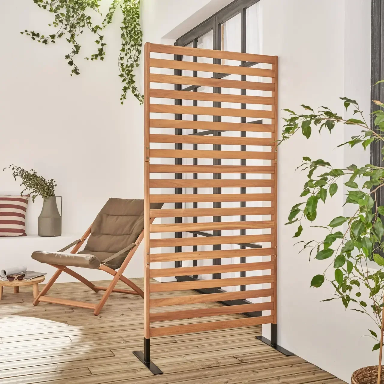 Paravent bois acacia 80 cm intérieur extérieur design ajouré