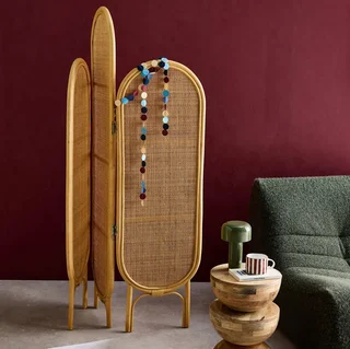 Rattan Woven Folding Room Divider 126.5 cm Vintage Bohemian Privacy Screen