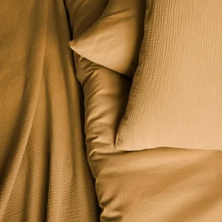Juego de cama matrimonio Alix gasa de algodón color miel