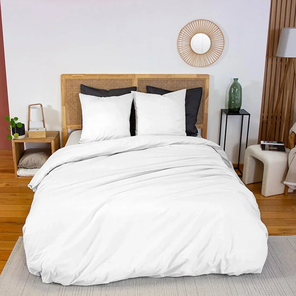 Parure de lit percale coton blanc 240x220 cm Skala
