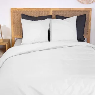 Parure de lit percale coton blanc 240x220 cm Oeko-Tex