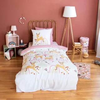 Parure de lit enfant forêt enchantée réversible 140x200 cm microfibre