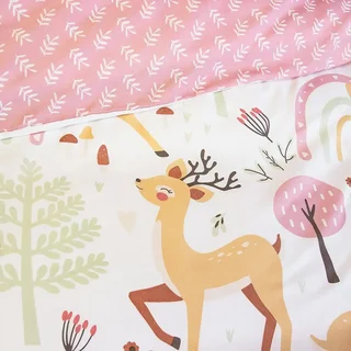 Parure de lit enfant forêt enchantée réversible 140x200 cm microfibre