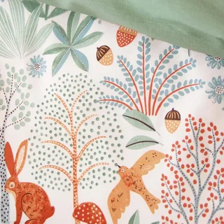 Parure lit 1 place coton imprimé automne réversible 140x200 cm