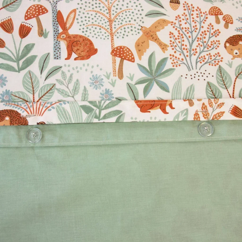 Parure lit 1 place coton imprimé automne réversible 140x200 cm