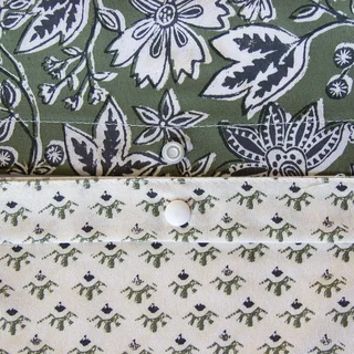 Parure de lit 2 personnes coton lyocell motif floral vert Neyo