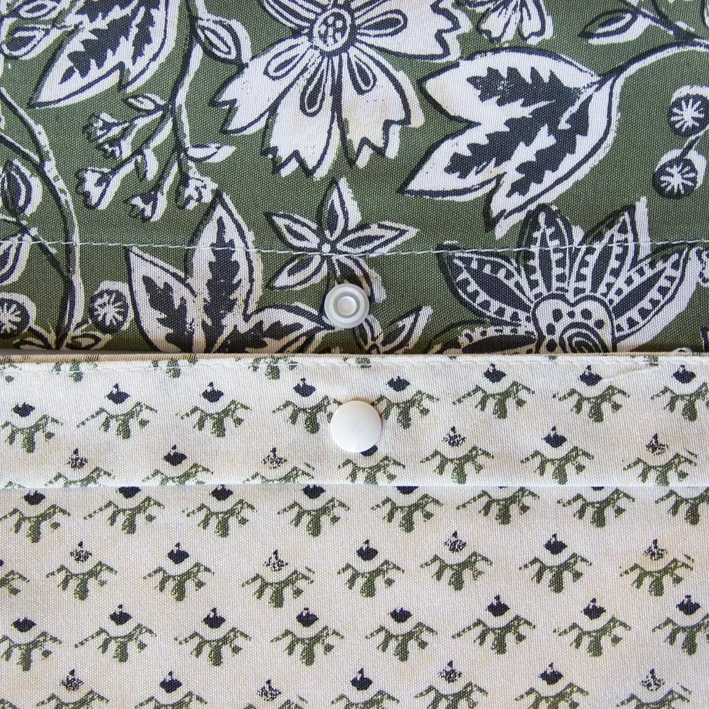 Parure de lit 2 personnes coton lyocell motif floral vert Neyo