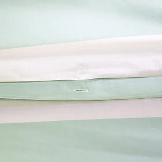 Parure de lit 2 personnes coton rayures blanc vert Tendora