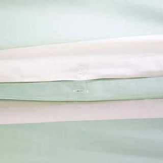 Parure de lit 2 personnes coton rayures blanc vert Tendora