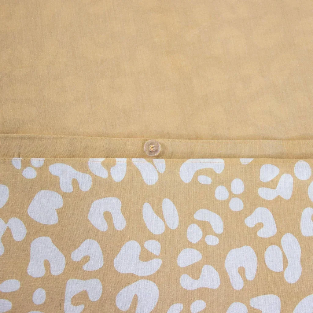 Reversible cotton leopard print yellow bedding set double bed