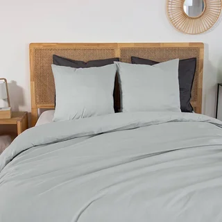 Parure lit 2 pers percale coton étain 240x220 cm Skala