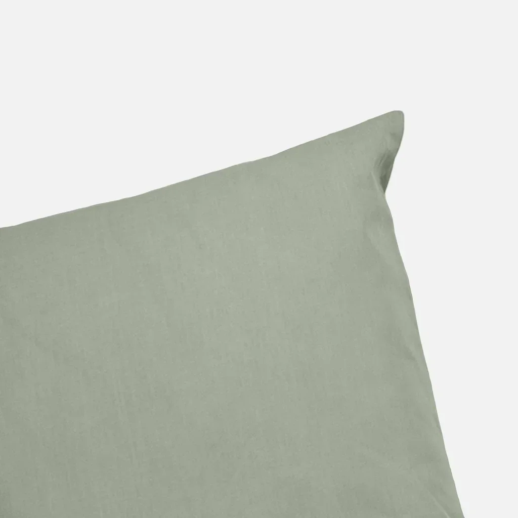Parure de lit 2 personnes percale coton sauge 240x220 cm Oeko-Tex