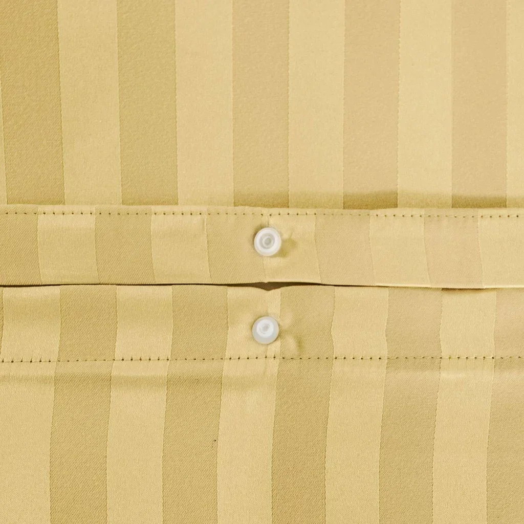 Parure de lit 2 personnes polyester effet satin à fines rayures jaune Andréa