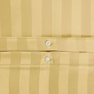 Parure de lit 2 personnes polyester effet satin à fines rayures jaune Andréa