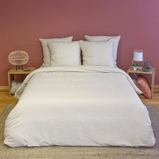 Wendbares Bettwäsche-Set für Doppelbett mit Leopardenmuster Greige Polyester Oeko-Tex zertifiziert