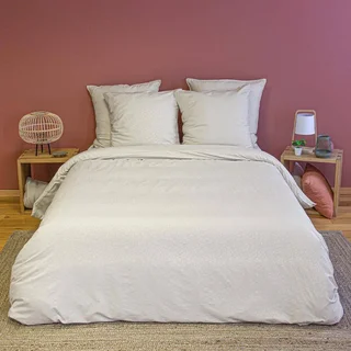 Wendbares Bettwäsche-Set für Doppelbett mit Leopardenmuster Greige Polyester Oeko-Tex zertifiziert