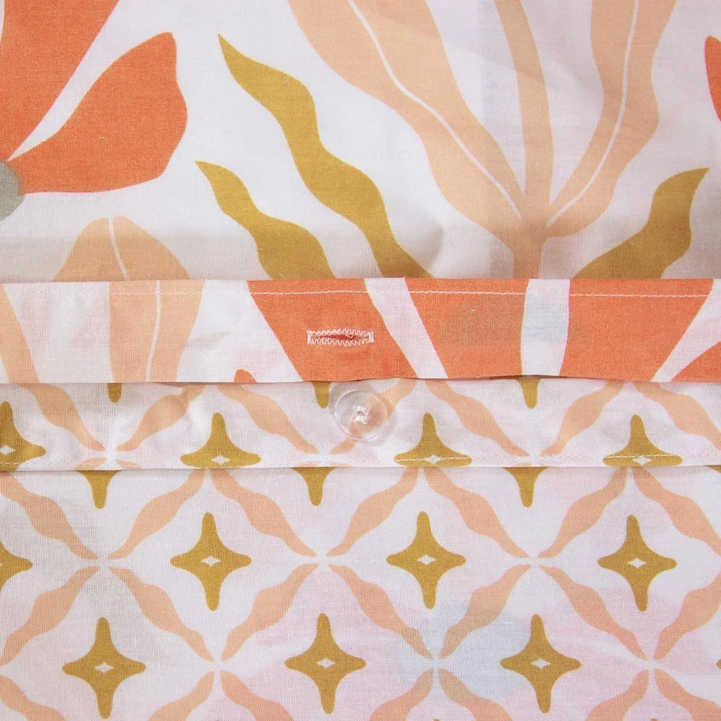 Parure de lit 2 personnes réversible motif fleuri Solea coton Oeko-Tex 240x220