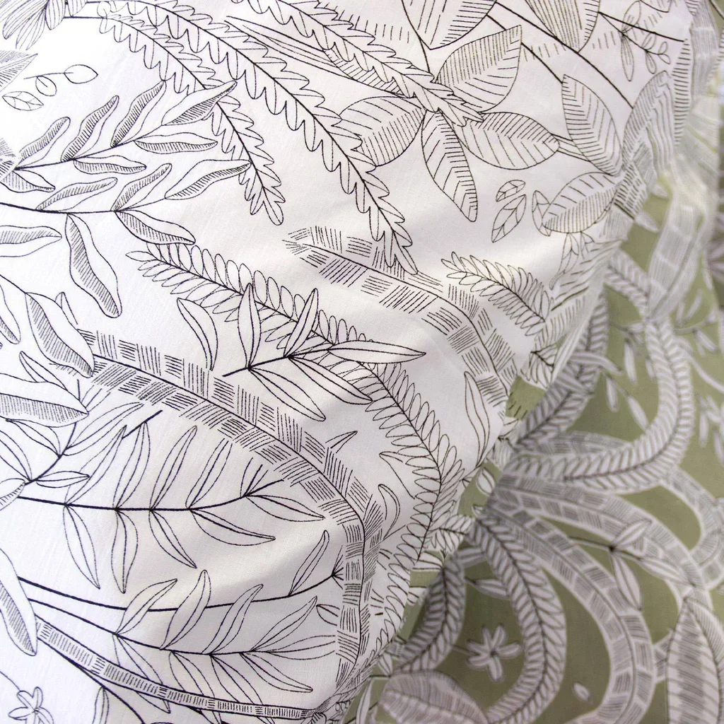Parure lit réversible motif végétal coton Oeko-Tex 2 personnes