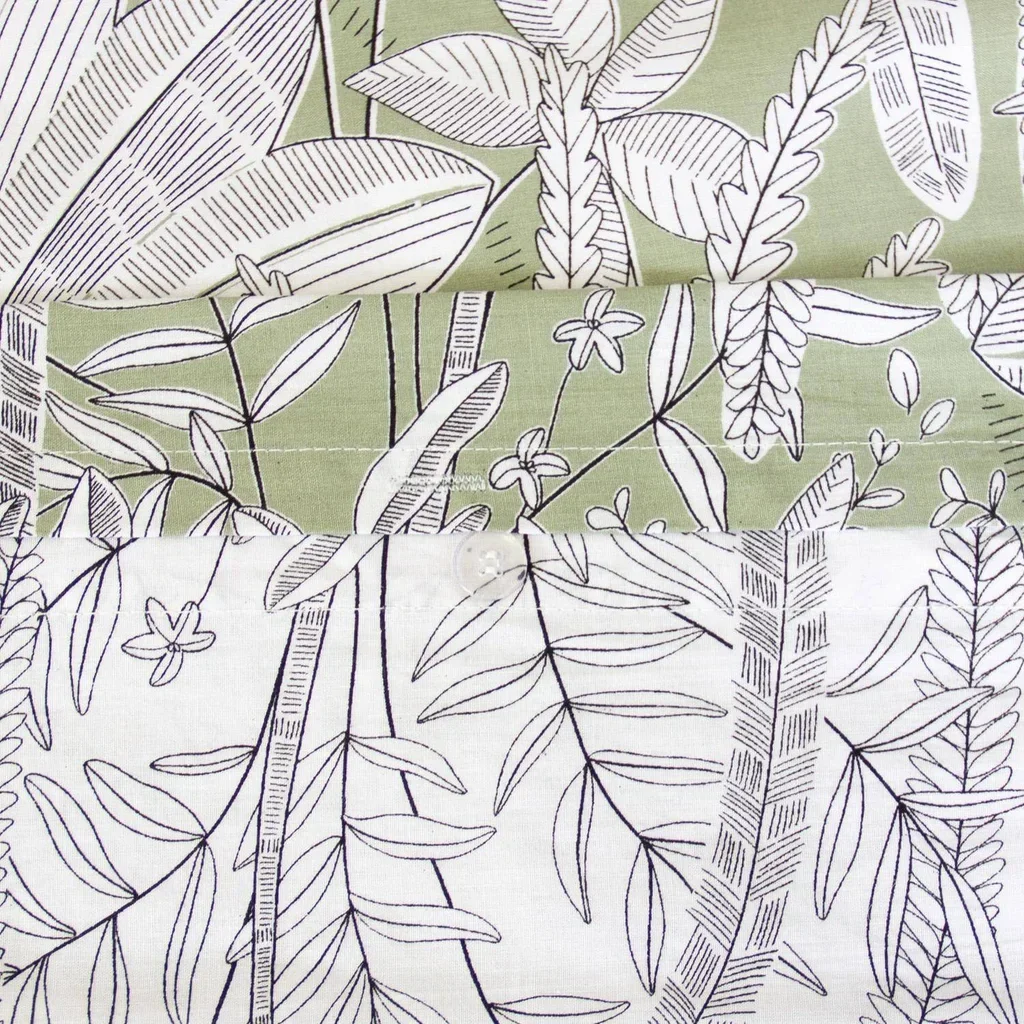 Parure lit réversible motif végétal coton Oeko-Tex 2 personnes