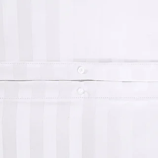 Parure lit 2 personnes satinée rayures fines blanc polyester Oeko-Tex