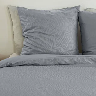 Parure de lit 2 places réversible motif zèbre gris polyester Oeko-Tex