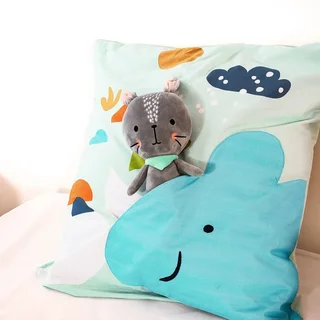 Parure lit enfant dinosaures réversible coton 140x200 cm avec poche doudou