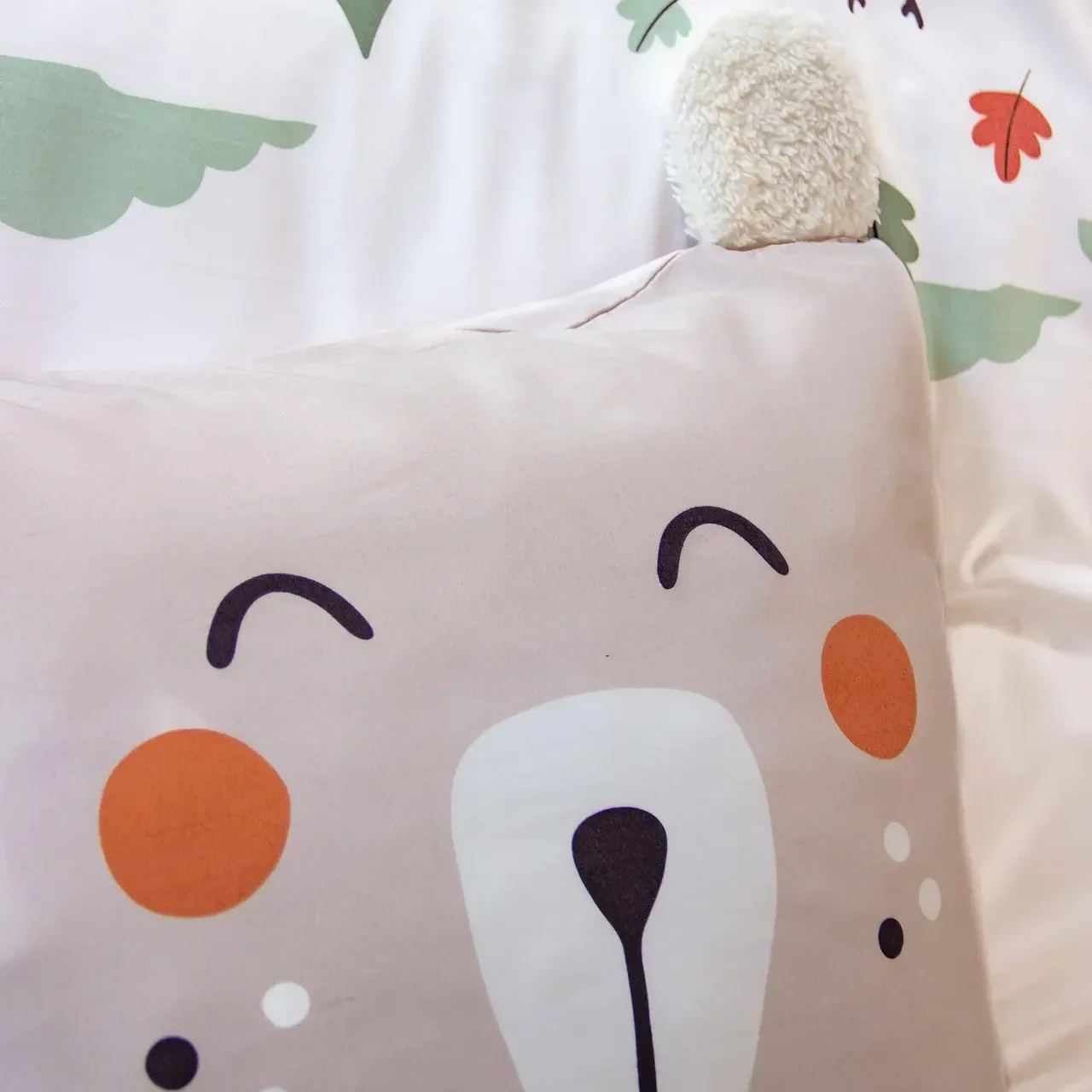 Parure de lit enfant forêt automnale 140x200 cm réversible microfibre Oeko-Tex