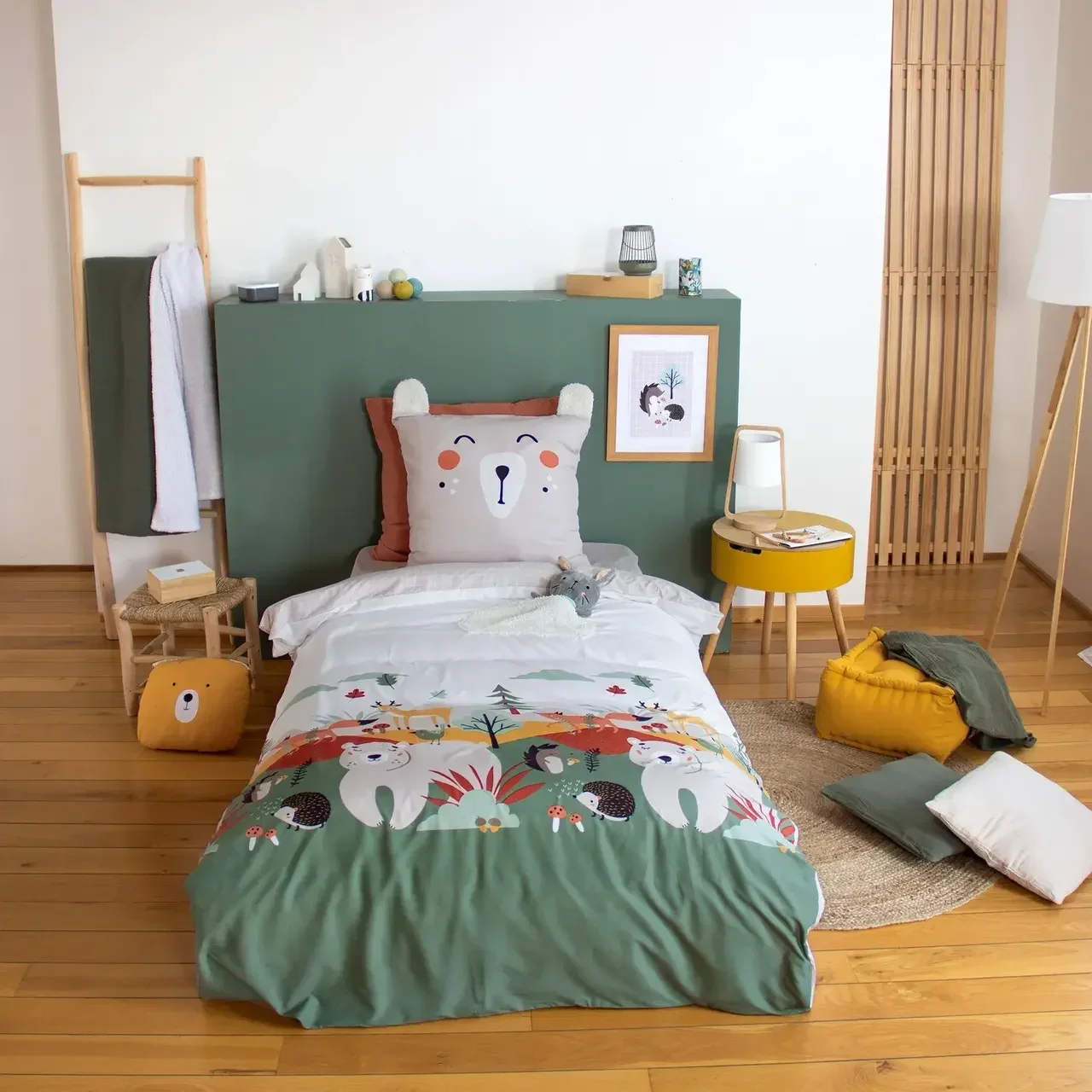 Parure de lit enfant forêt automnale 140x200 cm réversible microfibre Oeko-Tex