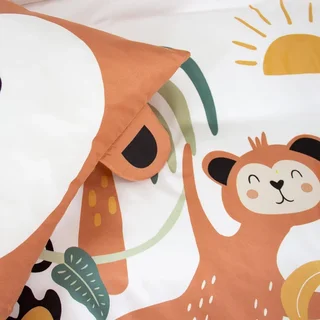 Parure lit enfant singe réversible 140x200 cm microfibre Oeko-Tex