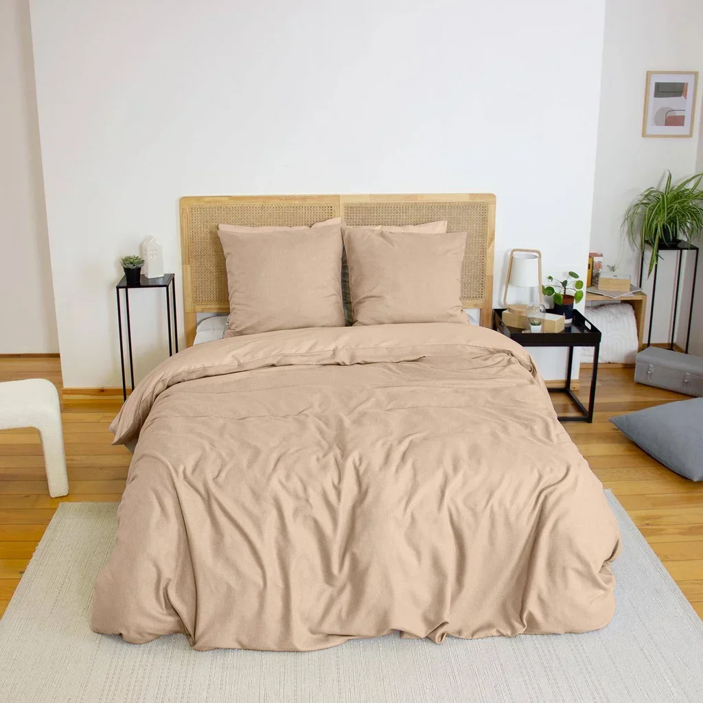 Parure de lit réversible 2 places motif chevron grège Espiga