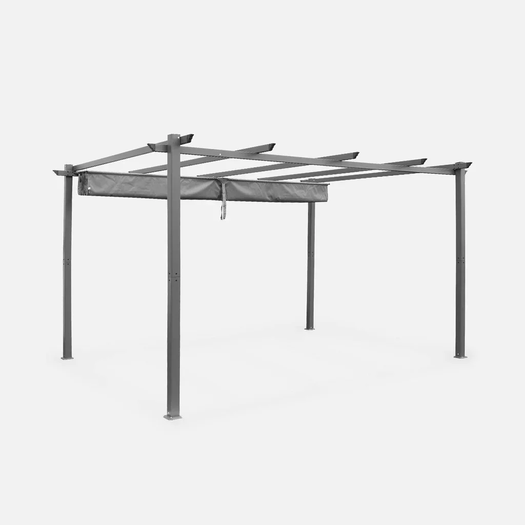 Pergola aluminium 3x4m avec toile rétractable coulissante Isla