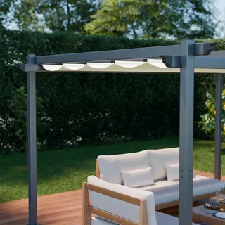 Pergola aluminium 3x4m toile rétractable coulissante jardin design Isla